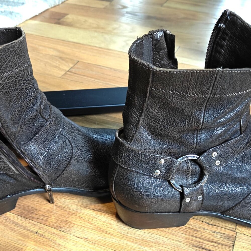 Donald J. Pliner Dark Brown Leather Harness Boots Mens 10.5 - Picture 7 of 8